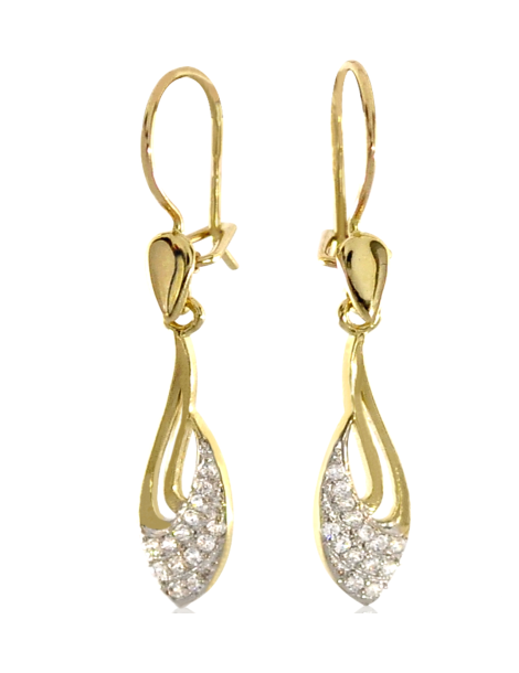 Wiszące kolczyki ze złota próby 585 na biglu