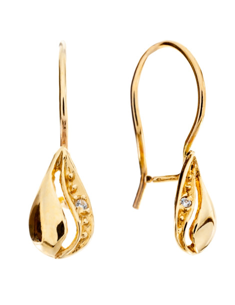 Delikatne kolczyki ze złota próby 585 na biglu