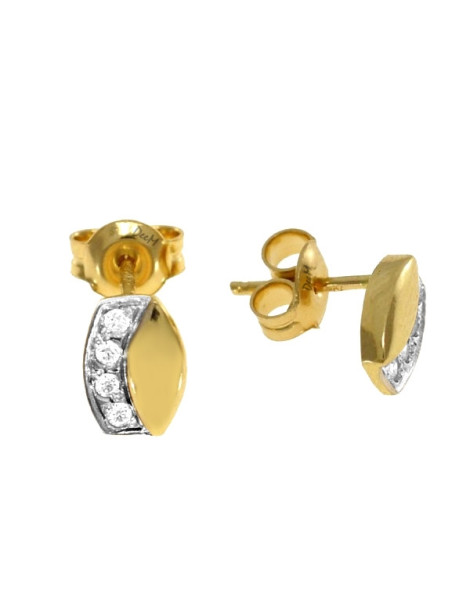 Delikatne kolczyki ze złota próby 585 na sztyft