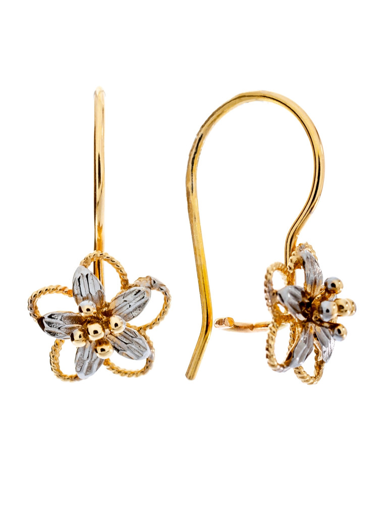 Kolczyki KWIATKI ze złota próby 585 na biglu