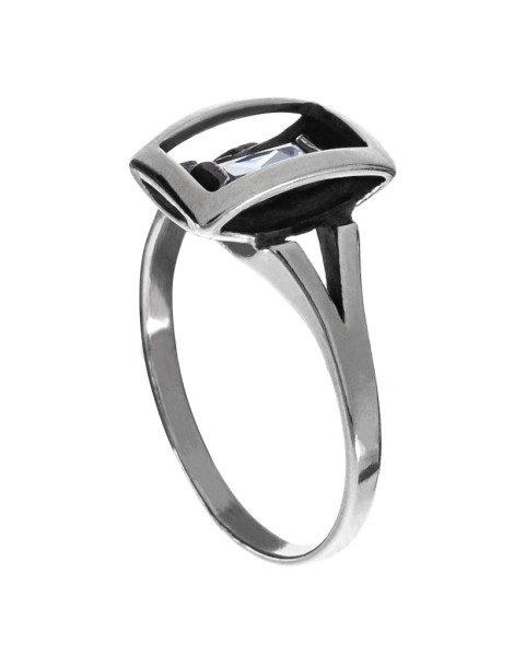 SREBRNY PIERŚCIONEK PROSTOKĄT OKSYDOWANY PR. 925