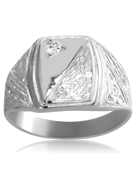 SREBRNY SYGNET Z CYRKONIĄ PR. 925 + GRAWER