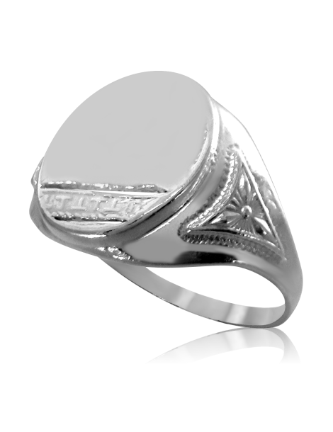 SREBRNY SYGNET Z ORNAMENTAMI PR. 925 + GRAWER