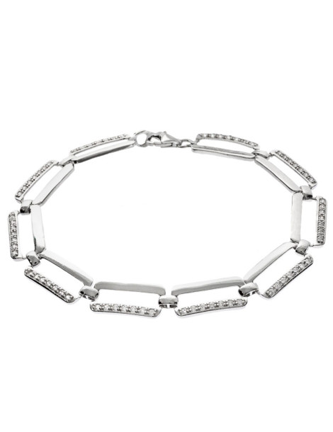 SREBRNA BRANSOLETKA PROSTOKĄTY Z CYRKONIAMI PR. 925