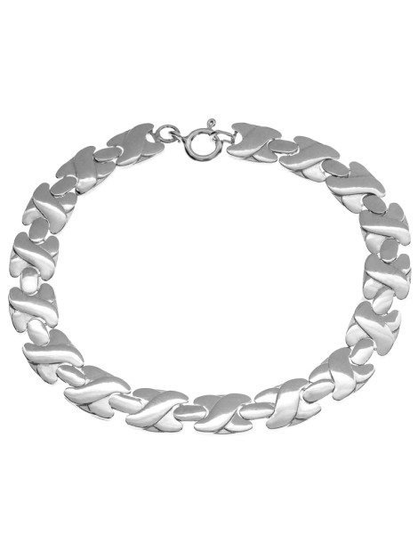 SREBRNA BRANSOLETKA GŁADKA Z PLECIONYMI KWADRATAMI PR. 925