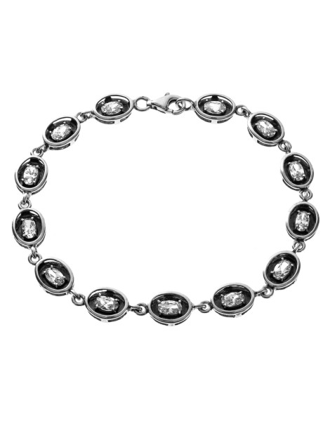 SREBRNA BRANSOLETA OWALE Z CYRKONIAMI PR. 925