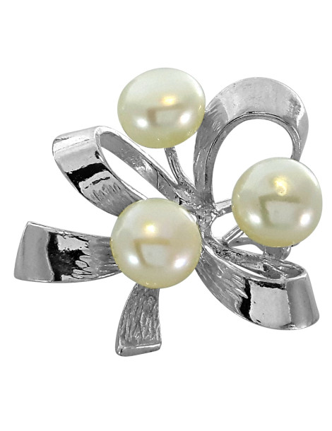 ELEGANCKA ARTYSTYCZNA BROSZKA Z PERŁAMI ZE SREBRA 925 OKAZAŁA