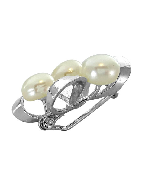 ELEGANCKA ARTYSTYCZNA BROSZKA Z PERŁAMI ZE SREBRA 925 OKAZAŁA