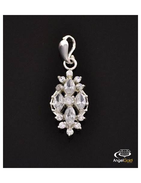 SREBRNY WISIOREK KWIAT Z CYRKONIAMI PR. 925