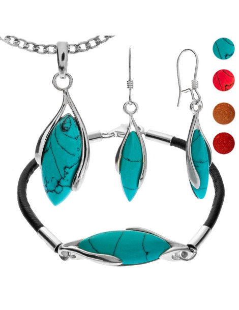 SREBRNY KOLOROWY KOMPLET PODŁUŻNY PIASEK PUSTYNI PR. 925