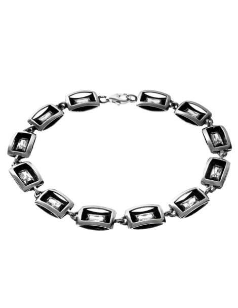 SREBRNY KOMPLET PROSTOKĄTNY OKSYDOWANY PR. 925