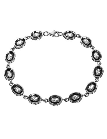 SREBRNY KOMPLET OWALNY OKSYDOWANY CYRKONIE PR. 925