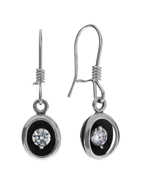 SREBRNY KOMPLET OWALNY OKSYDOWANY CYRKONIE PR. 925