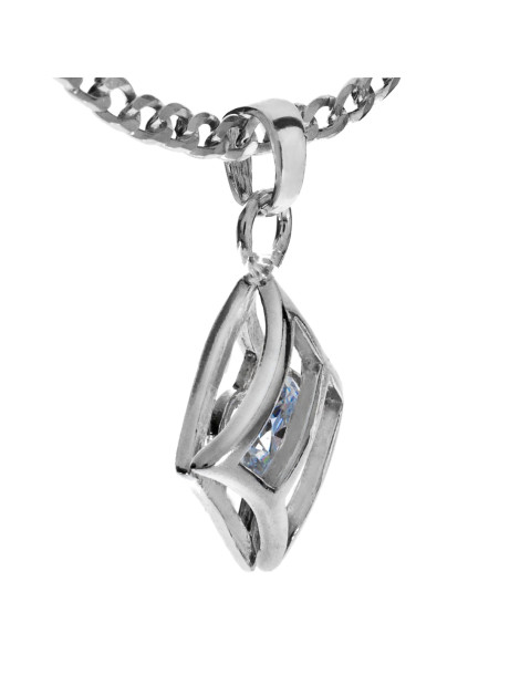 SREBRNY KOMPLET PRZESTRZENNY PR. 925 ROMBY