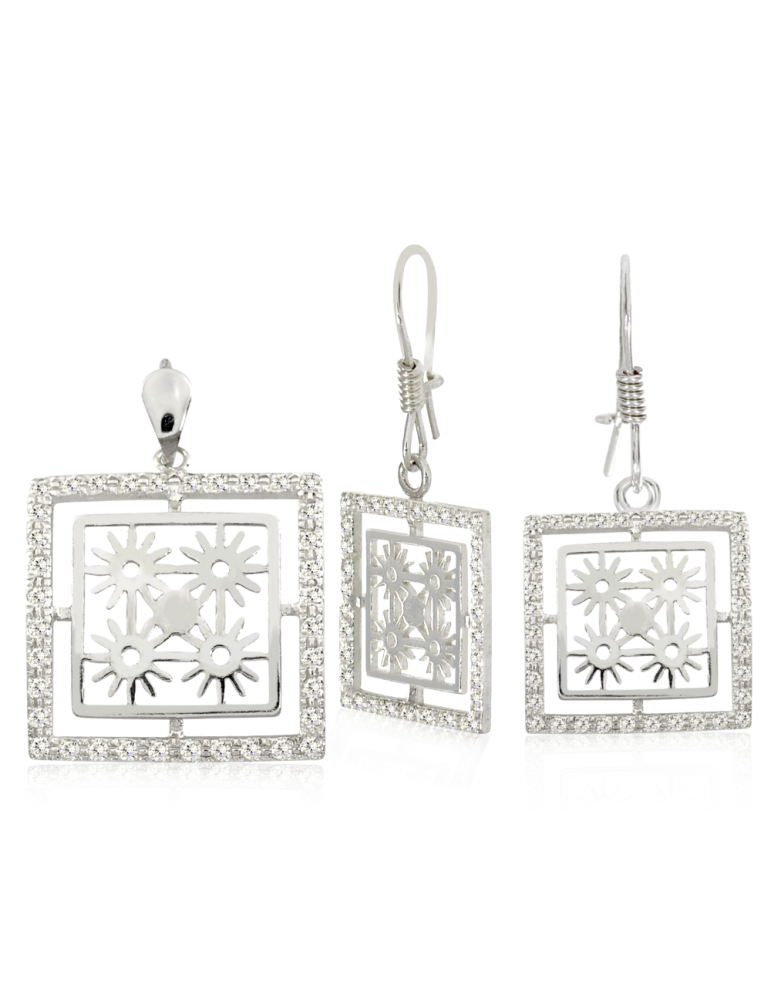 SREBRNY KOMPLET W SŁONECZNIKI PR. 925