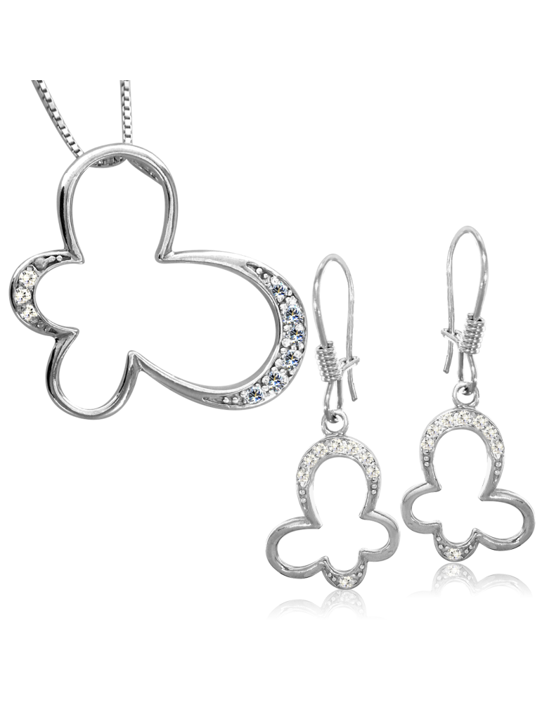 SREBRNY KOMPLET MOTYLKI Z CYRKONIAMI PR. 925