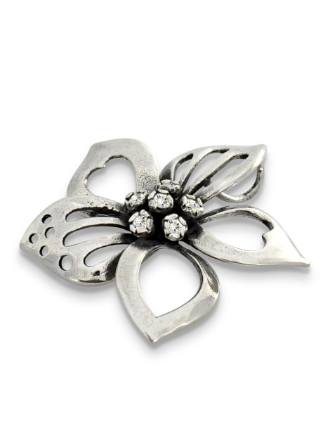 SREBRNY KOMPLET DUŻE KWIATY OKSYDOWANE PR. 925