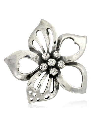 SREBRNY KOMPLET DUŻE KWIATY OKSYDOWANE PR. 925