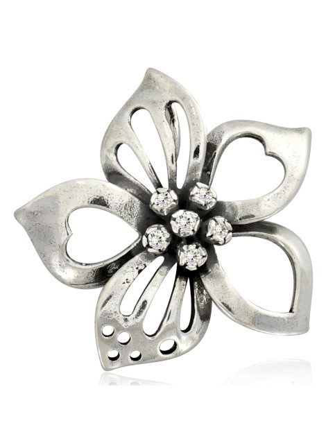 SREBRNY KOMPLET DUŻE KWIATY OKSYDOWANE PR. 925