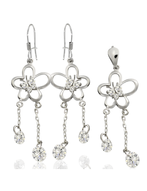 SREBRNY KOMPLET MOTYLKI Z CYRKONIAMI PR. 925