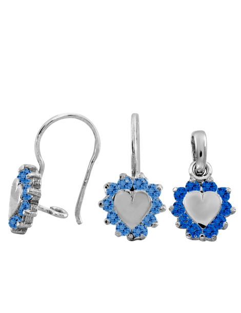 SREBRNY KOMPLET SERDUSZKA PR. 925 - RÓŻNE KOLORY