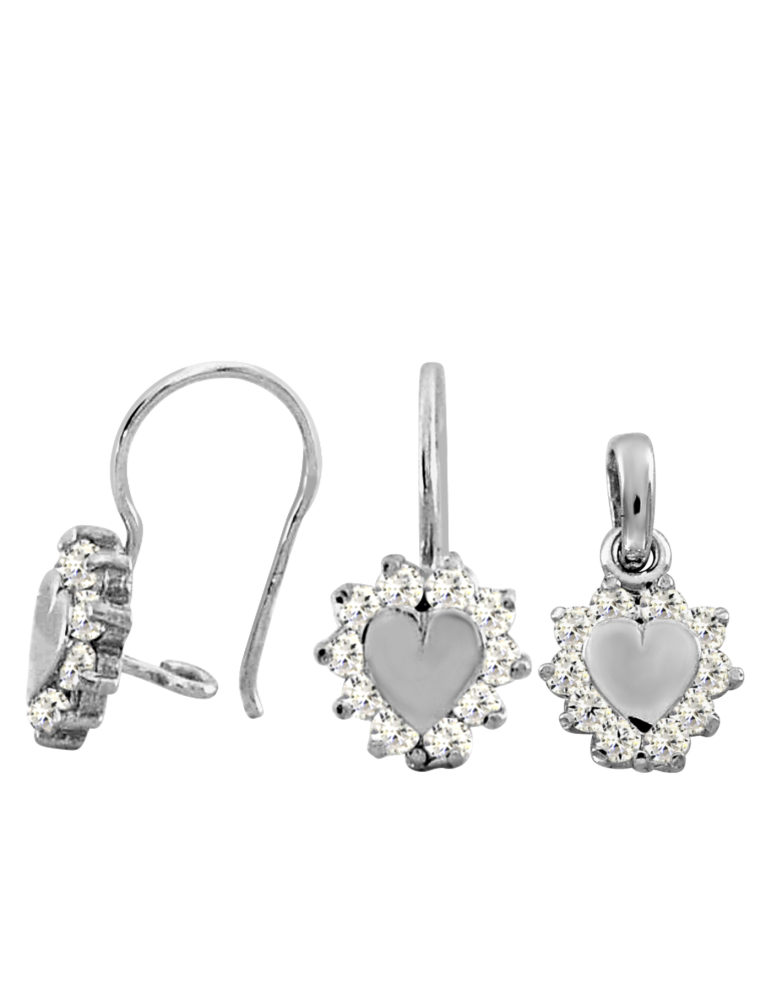 SREBRNY KOMPLET SERDUSZKA PR. 925 - RÓŻNE KOLORY