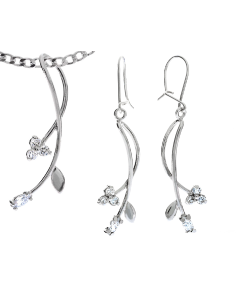 SREBRNY KOMPLET KWIATKI Z CYRKONIAMI PR. 925