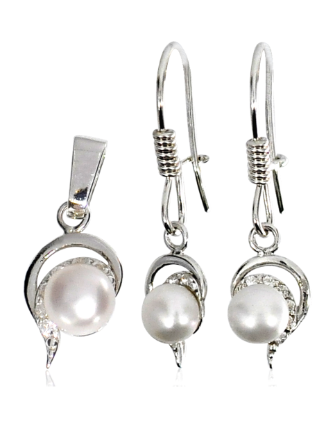 SREBRNY KOMPLET Z PERŁAMI PR. 925