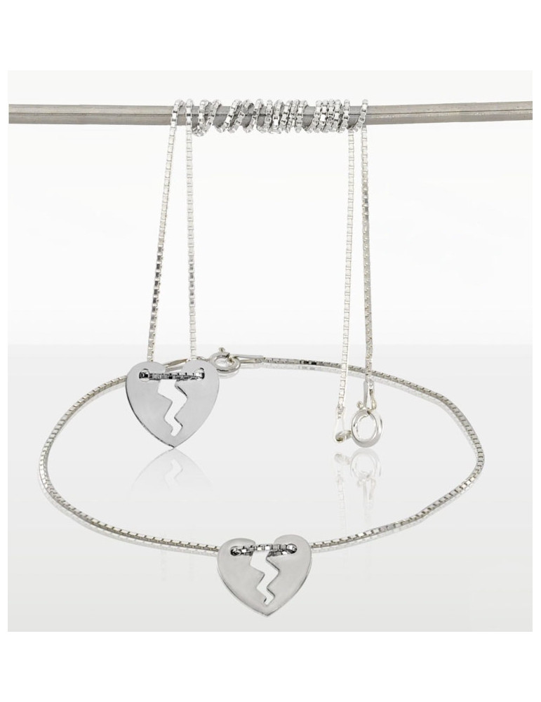 SREBRNY KOMPLET CELEBRYTKI ŁAMANE SERDUSZKA PR. 925