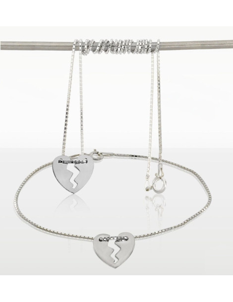 SREBRNY KOMPLET CELEBRYTKI ŁAMANE SERDUSZKA PR. 925