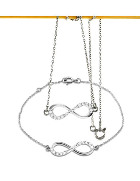 SREBRNY KOMPLET CELEBRYTKI ZNAK NIESKOŃCZONOŚCI INFINITY PR. 925