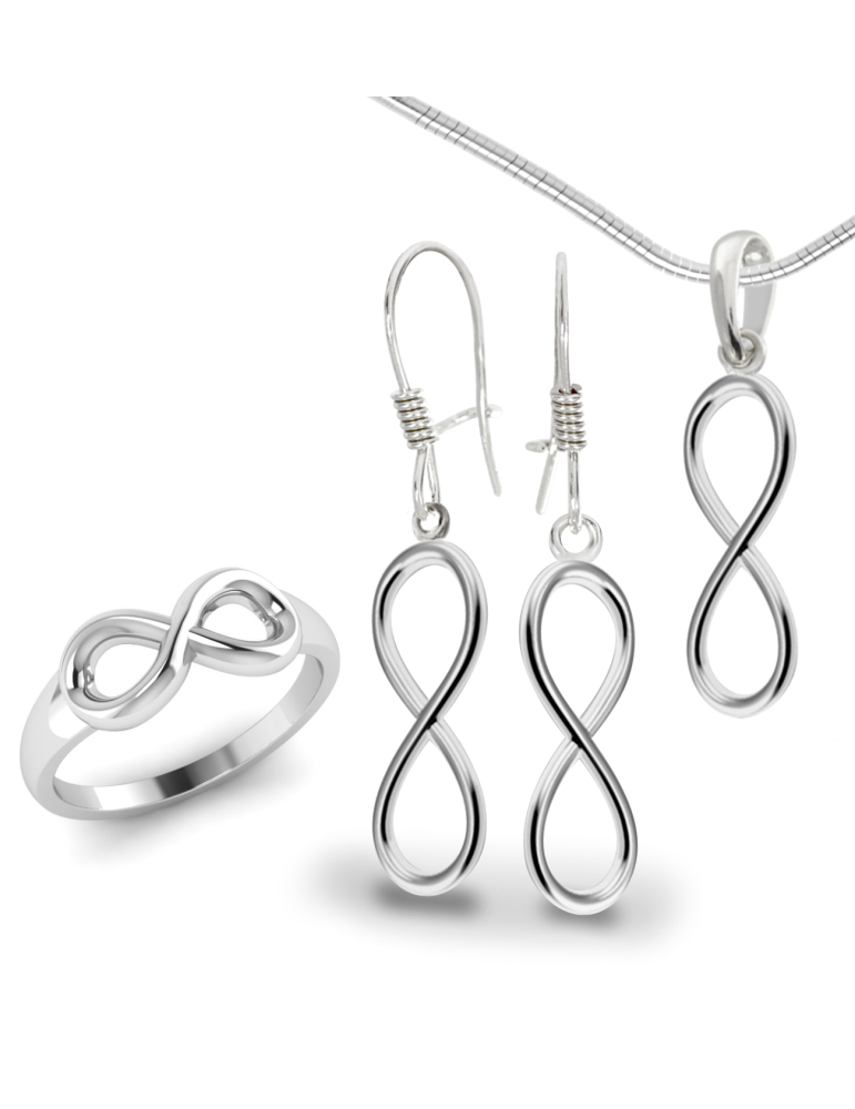 SREBRNY KOMPLET ZNAK NIESKOŃCZONOŚCI INFINITY PR. 925