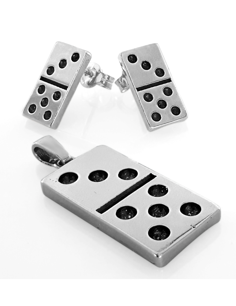 SREBRNY KOMPLET KOSTKA DOMINO PR. 925