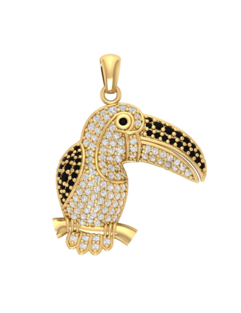 ZŁOTY WISIOREK PTAK Z CYRKONIAMI PR. 585 TUKAN