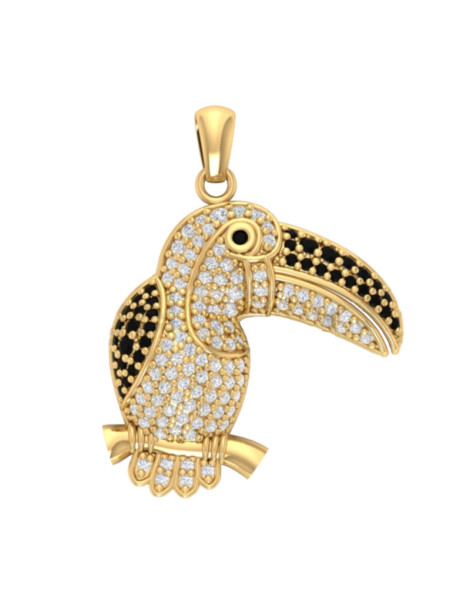 ZŁOTY WISIOREK PTAK Z CYRKONIAMI PR. 585 TUKAN
