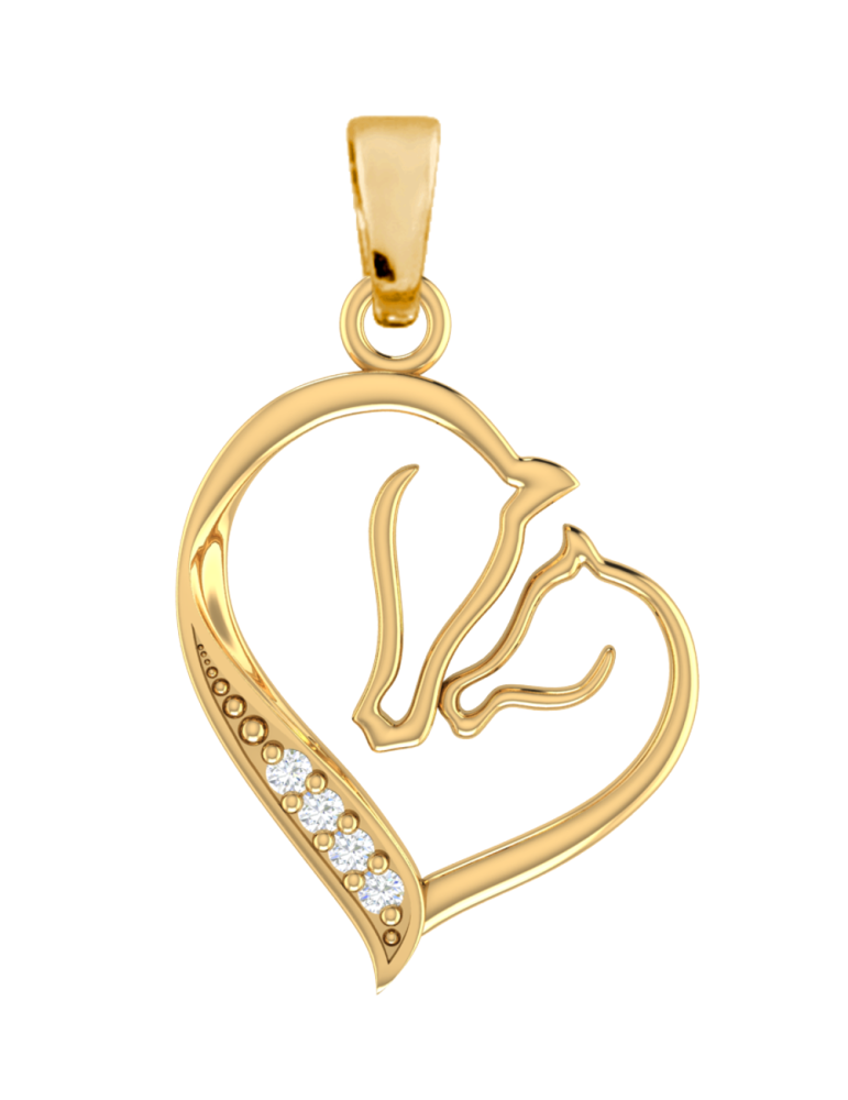 ZŁOTY WISIOREK SERCE Z KONIEM PR. 333 SERDUSZKO KOŃ