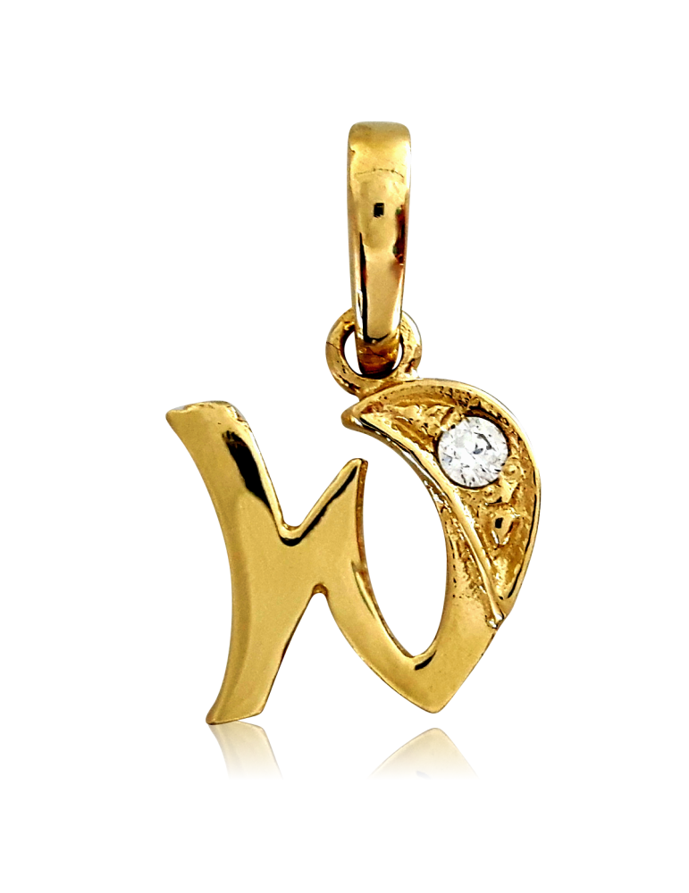 ZŁOTA LITERKA W Z CYRKONIĄ WISIOREK ZE ZŁOTA PRÓBY 585