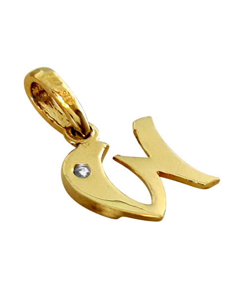 ZŁOTA LITERKA W Z CYRKONIĄ WISIOREK ZE ZŁOTA PRÓBY 585