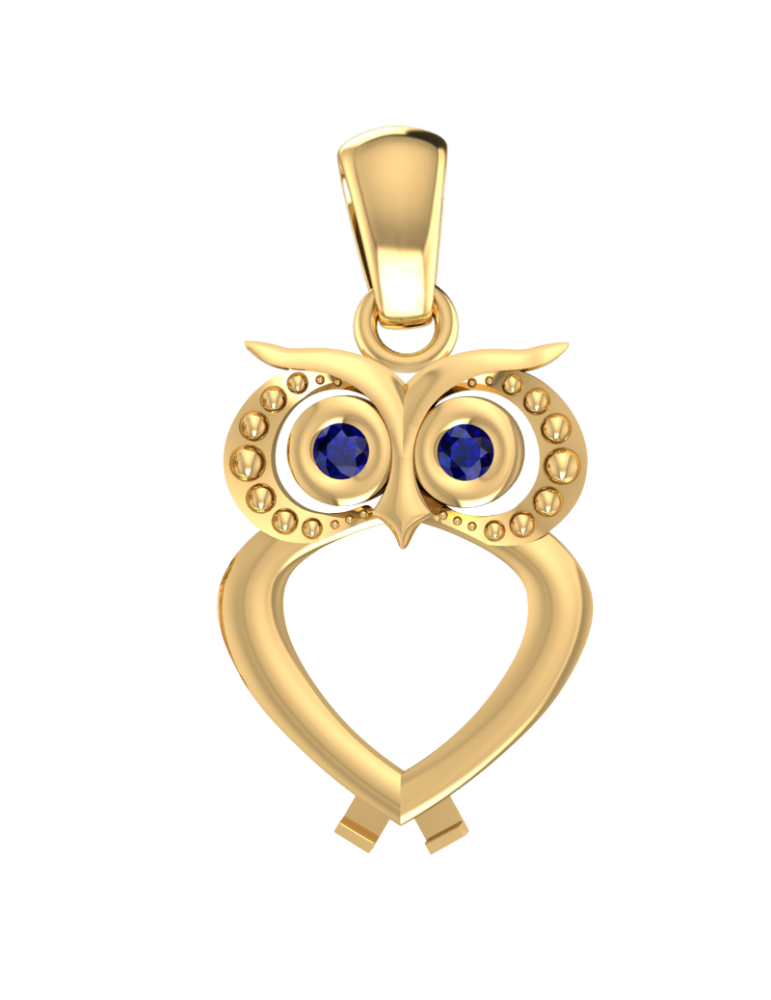 ZŁOTY WISIOREK SOWA Z SZAFIRAMI PR. 585