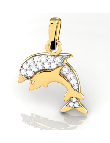 Wisiorek DELFINKI z cyrkoniami ze złota próby 333