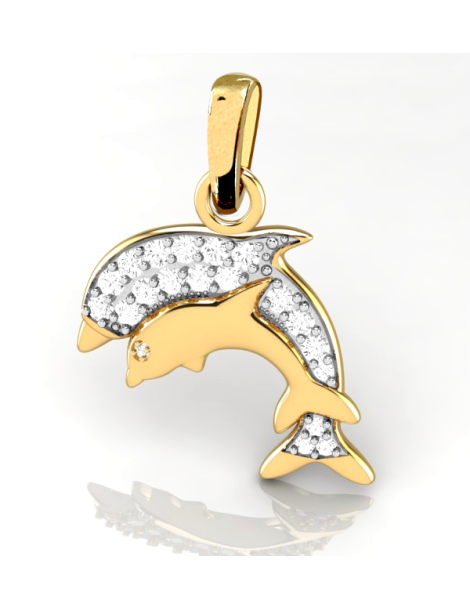 Wisiorek DELFINKI z cyrkoniami ze złota próby 333