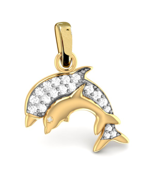 Wisiorek DELFINKI z cyrkoniami ze złota próby 333