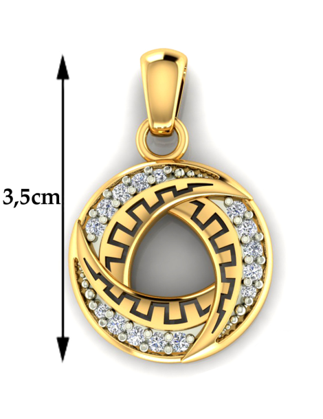 ZŁOTY WISIOREK KOŁO WZÓR GRECKI Z CYRKONIAMI PR. 585