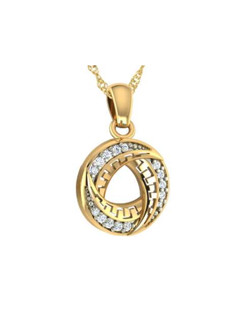 ZŁOTY WISIOREK KOŁO WZÓR GRECKI Z CYRKONIAMI PR. 585