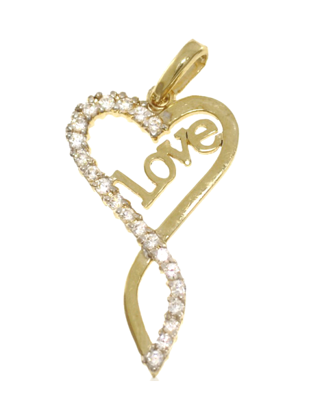 ZŁOTY WISIOREK SERDUSZKO LOVE Z CYRKONIAMI PR. 333