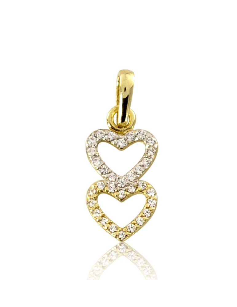 ZŁOTY WISIOREK DWA SERDUSZKA Z CYRKONIAMI PR. 333