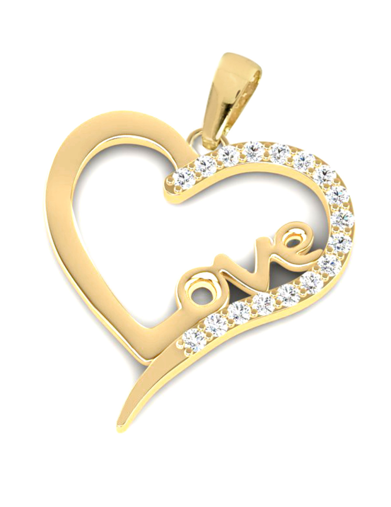ZŁOTY WISIOREK SERCE LOVE Z CYRKONIAMI PR. 333
