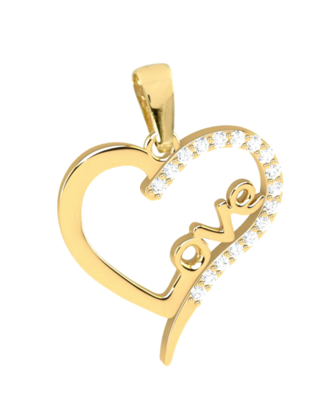 ZŁOTY WISIOREK SERCE LOVE Z CYRKONIAMI PR. 333