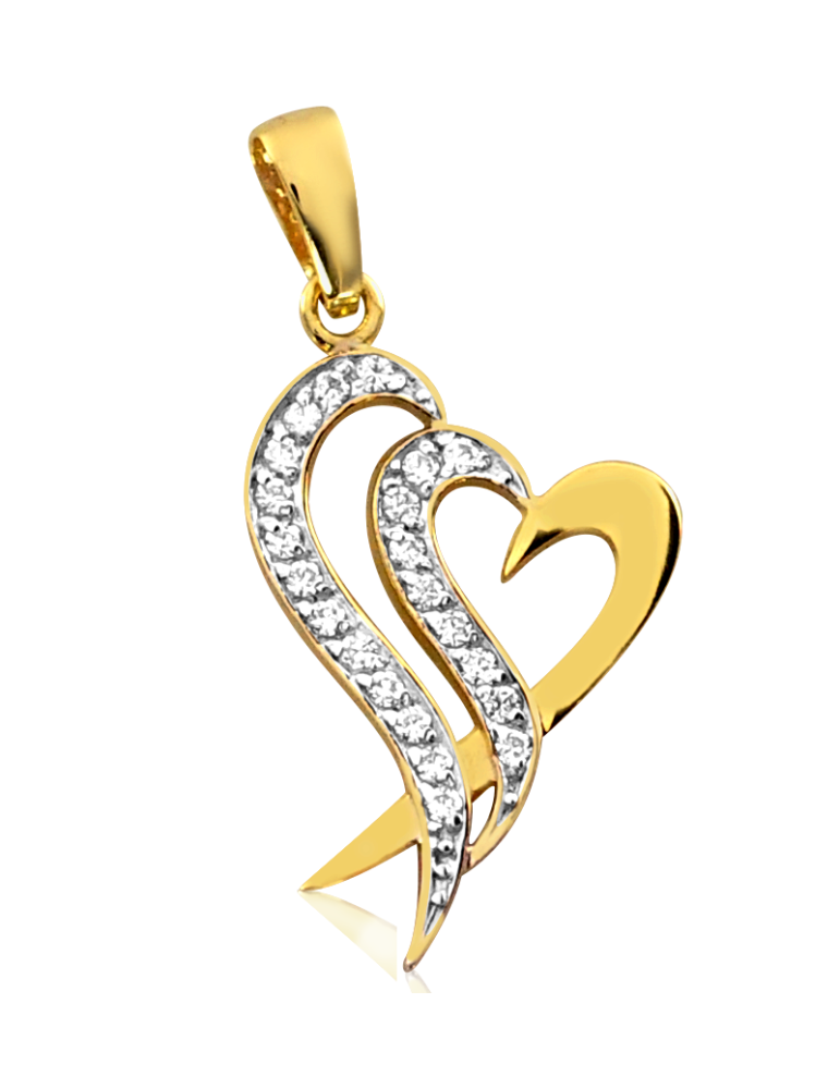 ZŁOTY WISIOREK PODWÓJNE SERDUSZKO Z CYRKONIAMI PR. 333