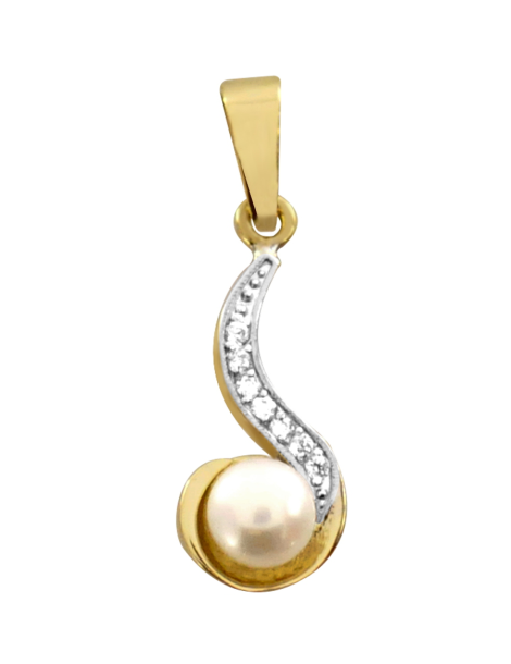 ZŁOTY WISIOREK Z PERŁĄ HODOWLANĄ PR. 585